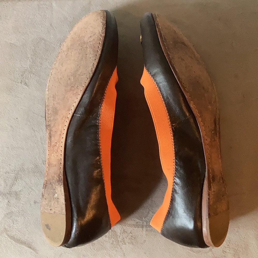 Tory Burch brown and orange ballet flats. Size 9 - Picture 2 of 7